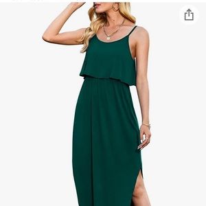 LILBETTER Women's Adjustable Strappy Split Summer Beach Casual Midi Dress